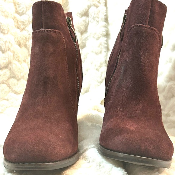 Franco Fortini Burgundy Wedge Heel Ankle Boot women’s size 8.5 - Picture 6 of 11